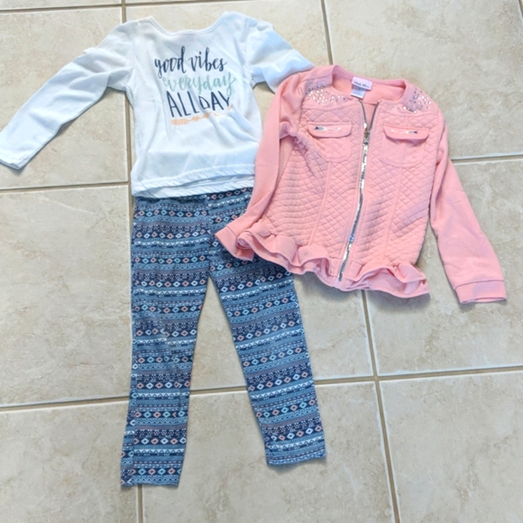Girls size 6x matching Little Las set pink white